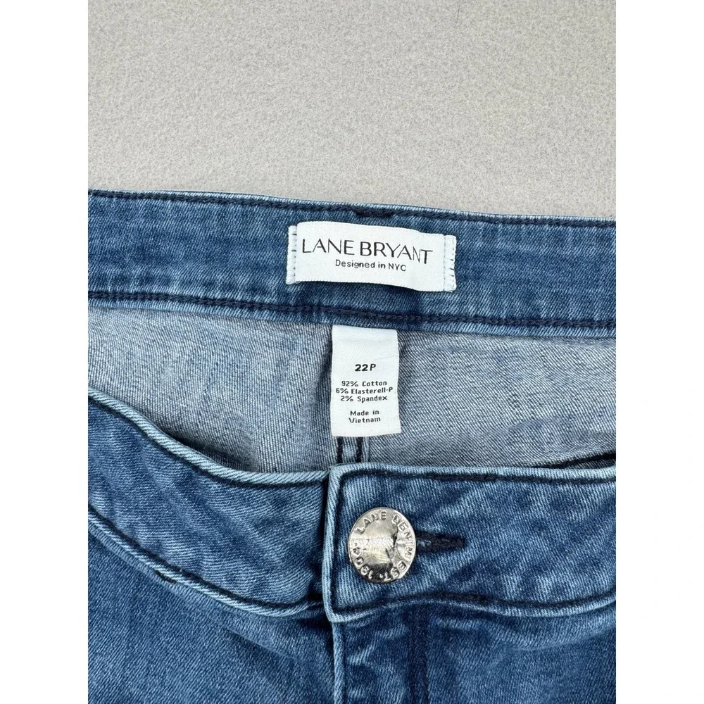 Lane Bryant Wide Leg Denim Jeans Womens 22P Petite (42x28) Raw Hem Medium Wash